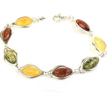 Náramek Náramek jantary mix barev Ag 925/1000 12,0g (18,5cm)
