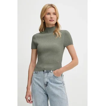 Dámský svetr Svetr Guess JAYLA dámský, zelená barva, s pologolfem, W5YR04 Z0040 W5YR04.Z0040 78X, vel. M