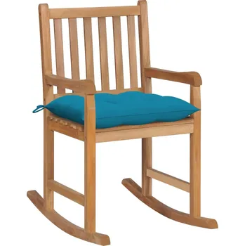 zahrada-XL Houpací křeslo se světle modrou poduškou masivní teak 3062776