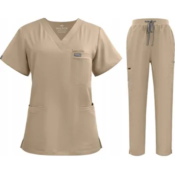 DÁMSKÝ ZDRAVOTNICKÝ KOMPLET SCRUB UNIFORM MODEL PRESCRIBE BARVA COFFEE VEL XXL