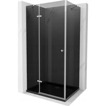 Mexen Roma sprchový kout s jednokřídlými dveřmi 80 x 100 cm, grafitový, chrom + vanička Flat, černá - 854-080-100-01-40-4070 Sprchové kouty s vaničkou