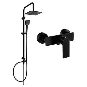 Sprchový set Mexen Tord nástěnná sprchová sada s dešťovou sprchou a sprchovou baterií Alfa, černá - 745740200-70 Nástěnné sprchové systémy