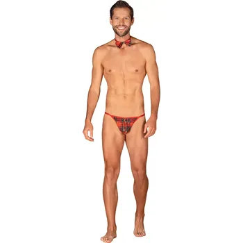 Pánské spodní prádlo Pánský set Mr Merrilo thong + motýlek - Obsessive UNI Červená