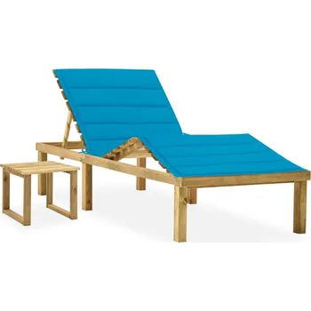 Zahradní lehátko zahrada-XL Zahradní lehátko se stolkem a poduškou impregnovaná borovice 3065868