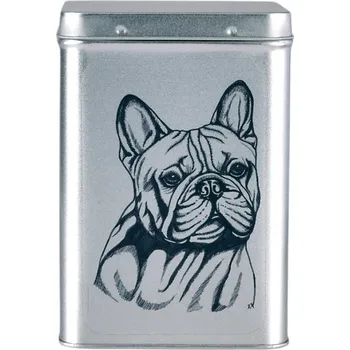 Dóza na potraviny Plechová dóza s obrázkem psa plemene francouzský buldoček