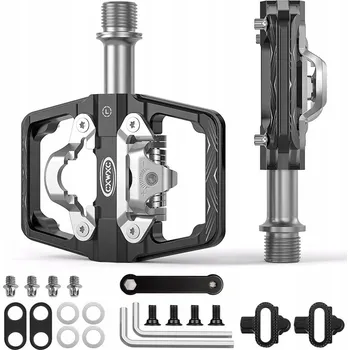 Pedál na kolo Hliníkové cyklistické pedály 2v1 platformové SPD s kufry, černé CXWXC