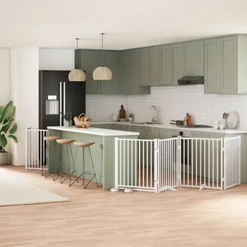 přepravka pro zvíře zahrada-XL Zábrana pro psy s dvířky skládací 8 panelů bílá 640 cm topol 3155734