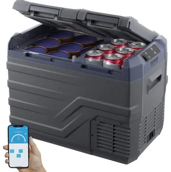 Autochladnička Autochladnička VEVOR, přenosná mraznička s dvojitou zónou o objemu 32 l, 12V autochladnička, nastavitelný rozsah -4℉-68℉, kompresorová chladnička 12/24V DC a 100-240V AC pro venkovní použití, kempování, obytné vozy