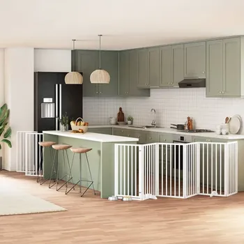 přepravka pro zvíře VidaXL Zábrana pro psy s dvířky skládací 15 panelů bílá 750 cm topol