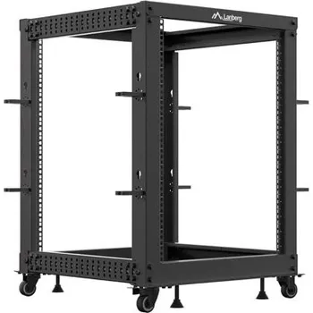 Serverovna Lanberg | OTEVŘENÝ RACK 15U 19" 600X600-1100 NASTAVITELNÝ ČERNÝ