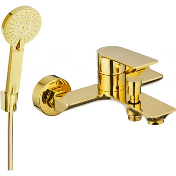Vodovodní baterie Mexen Alexa R40 vanová baterie se sprchovou soupravou, zlatá - 7123R40-50 Bateriové soupravy