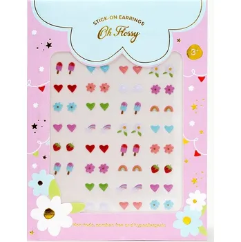 Náušnice Oh Flossy, samolepící Náušnice pro děti, 30 vzorů, hypoalergenní