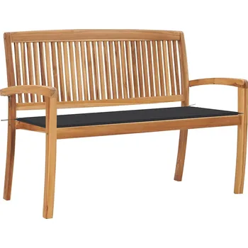 Zahradní lavice zahrada-XL Stohovatelná zahradní lavice s poduškou 128,5 cm masivní teak 3063279