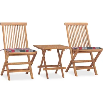 Zahradní sestava zahrada-XL 3dílný skládací zahradní jídelní set s poduškou masivní teak 3063211