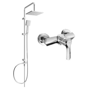 Sprchový set Mexen Tord nástěnná sprchová sada s dešťovou sprchou a sprchovou baterií Sabre, chrom - 72140200-00 Nástěnné sprchové systémy