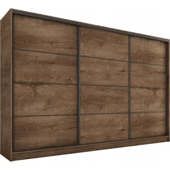 Šatní skříň Šatní skříň HARAZIA 280 bez zrcadla, se 4 šuplíky a 2 tyčemi, dub lefkas