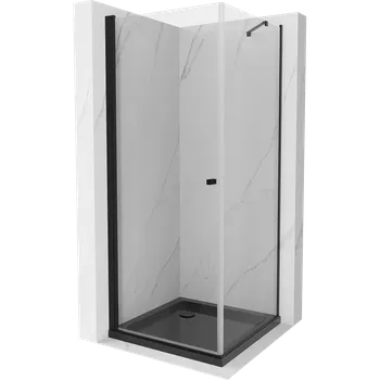 Mexen Pretoria sprchový kout s otočnými dveřmi 90 x 90 cm, transparentní, černá + vanička Flat, černá - 852-090-090-70-00-4070B Sprchové kouty s vaničkou
