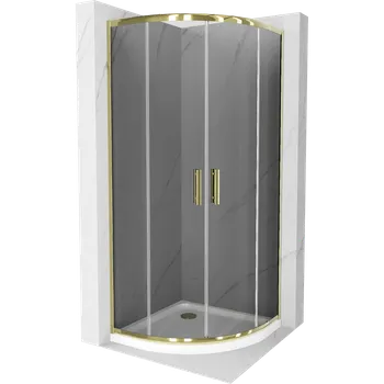 Mexen Rio půlkruhová sprchová kabina 80 x 80 cm, grafit, zlatá + vanička Flat, bílá - 863-080-080-50-40-4110G Sprchové kouty s vaničkou