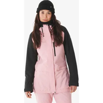 DREAMSCAPE Dámská hřejivá lyžařská a snowboardová bunda prodloužená 500 L RŮŽOVÁ|ČERNÁ