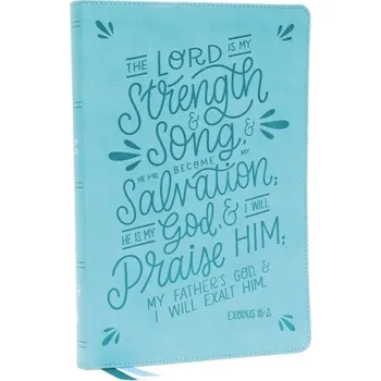 NKJV, Thinline Bible, Verse Art Cover Collection, Leathersoft, Teal, Red Letter, Comfort Print - Thomas Nelson