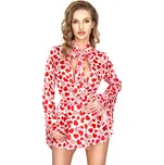 Svůdný župan Inezza Short Robe - Anais S/M bílá/červená