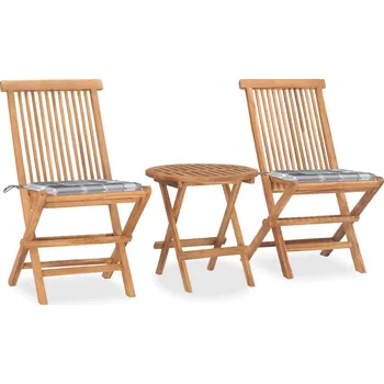 Zahradní sestava zahrada-XL 3dílný skládací zahradní jídelní set s poduškou masivní teak 3063185