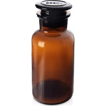 Obraz Nádoba na potraviny skleněná hnědá se zátkou a širokým hrdlem 250 ml