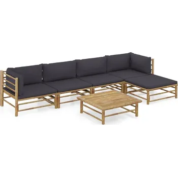 Zahradní sestava zahrada-XL 6dílná zahradní sedací souprava + tmavě šedé podušky bambus 3058238