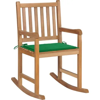 zahrada-XL Houpací křeslo se zelenou poduškou masivní teak 3062762
