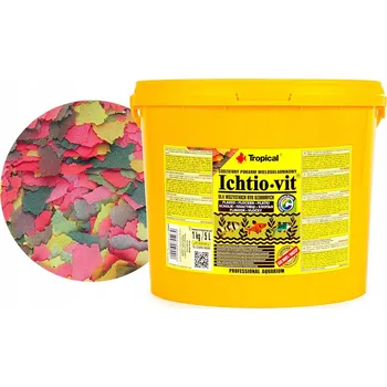 Krmivo pro rybičky Tropical Ichtio-Vit 5L (1kg) Univerzální vločkové krmivo pro ryby - kyblík