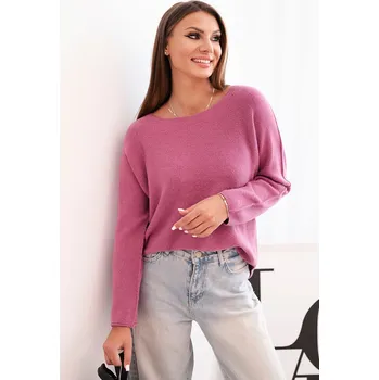 Dámský svetr Kesi Dámský svetr IT89 z viskózy s dlouhým rukávem a kulatým výstřihem Barva: Růžová - tmavě, Velikost: UNI