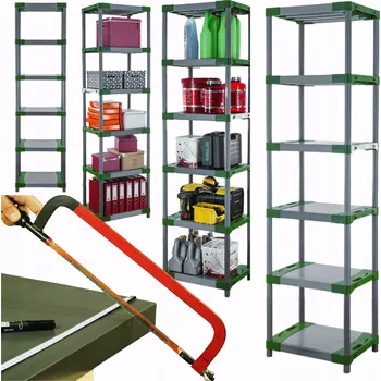 Dílenský regál Plastový regál Wamar-Sosenka 222 cm x 50 cm x 46 cm, max. nosnost 120 kg