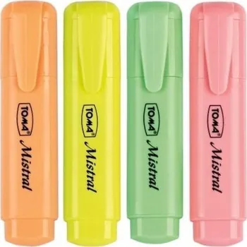 Zvýrazňovače na POZNÁMKY 4 PASTELOVÉ barvy Toma FIXY Barevné ŠKOLNÍ