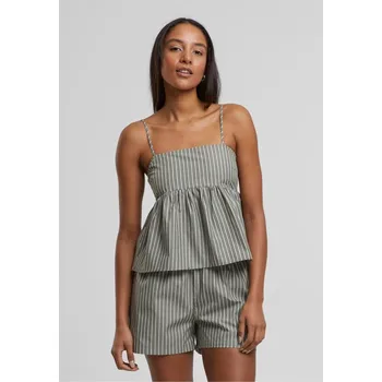 Ladies Striped Cotton Cami Top - olive/white M