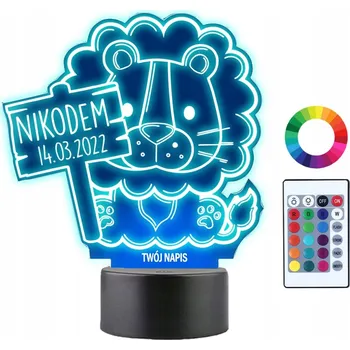 Lampička LAMPKA na SKLE Statuetka Metryczka 3D LED RGB + DÁLKOVÝ OVLADAČ 16 BAREV