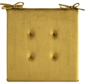 Polštář Polštář na židli 40X40X3 Gaja hořčicový samet s tkaničkami