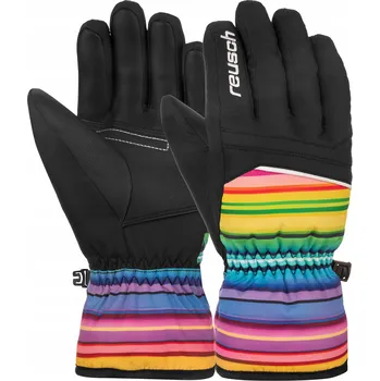 Rukavice Dětské lyžařské rukavice Reusch Alan Junior black/multicolour lines, velikost 6