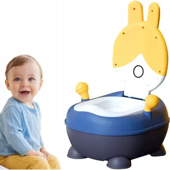 Nočník Nočník pro Děti Toaletní Sedátko Protiskluzové WC Nastavitelné - Králíček Žlutý