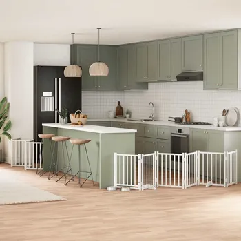 přepravka pro zvíře zahrada-XL Zábrana pro psy s dvířky skládací 12 panelů bílá 600 cm topol 3155704