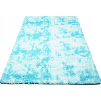 Koberec KOBEREC SHAGGY 120X170 CM MODRÝ SVĚTLE MODRÝ MĚKKÝ PLYŠOVÝ DO LOŽNICE