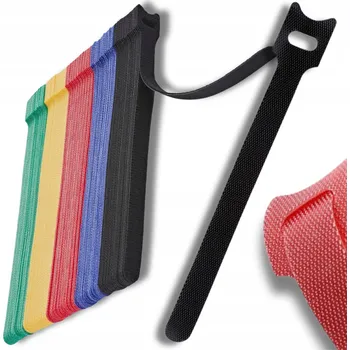 Stahovací páska Barevné maskovací pásky na kabely, krycí lišta na suchý zip, 60 ks