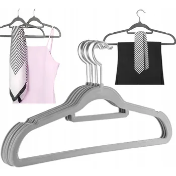 Věšák 10x věšák na oblečení košile kalhoty šedý velurový