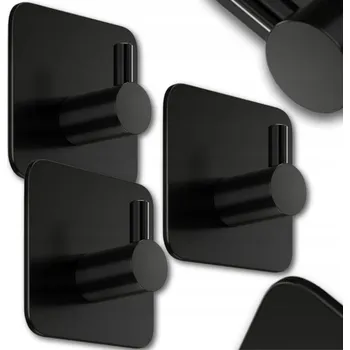 Věšák Koupelnový háček s 3M páskou Černý věšák na ručníky SAMOLEPICÍ 3ks LOFT