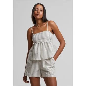 Ladies Striped Cotton Cami Top - cloud/white M