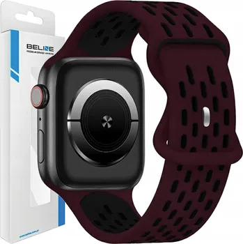 Řemínek na hodinky Beline silikonový pásek Apple Watch New Sport 42/44/45/49mm bordó-černý