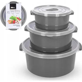 Dóza na potraviny 3x Šedé nádoby na potraviny do mikrovlnky a mrazáku - sada na polévku