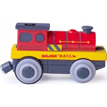 Vláček a vláčkodráha BIGJIGS: Červená lokomotiva na baterie
