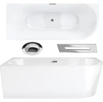 Vana Akrylátová rohová vana Corsan s odtokem uprostřed, 170 x 80 cm