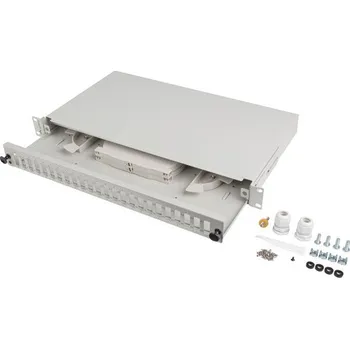 Racková skříň Lanberg | 19" 1U OPTICKÝ PATCH PANEL 24XSC DUPLEX / 24XLC QUAD ŠEDÝ + PŘÍSLUŠENSTVÍ
