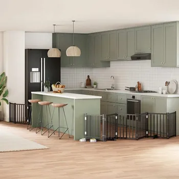 přepravka pro zvíře zahrada-XL Zábrana pro psy s dvířky skládací 9 panelů černá 450 cm topol 3155709